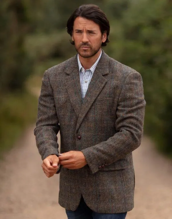 Harris Tweed ヘリンボーンダブルブレストジャケット ブラウン M相当 Harris Tweed ヘリンボーンダブルブレストジャケット ブラウン M