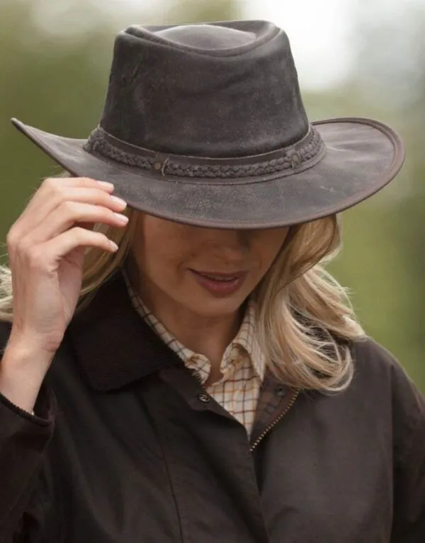 Leather Cowhide Canyon Outback Braided Hat | Walker & Hawkes