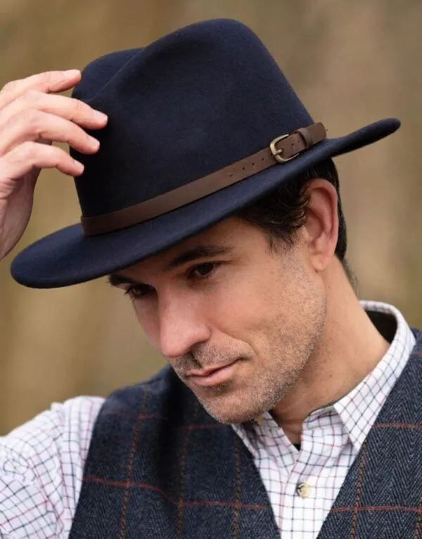Walker and Hawkes - Wool Felt Dalby Outback Hat - Navy