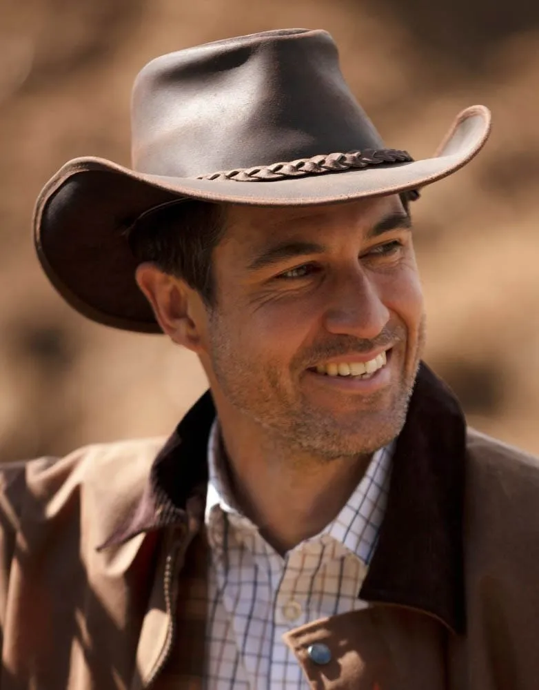 Leather Cowhide Outback Brisbane Hat | Walker and Hawkes