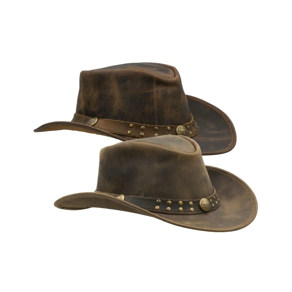 Leather Cowhide Outback Cooler Hat | Walker and Hawkes