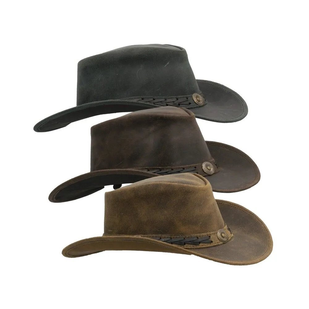 Leather Cowhide Outback Antique Explorer Hat