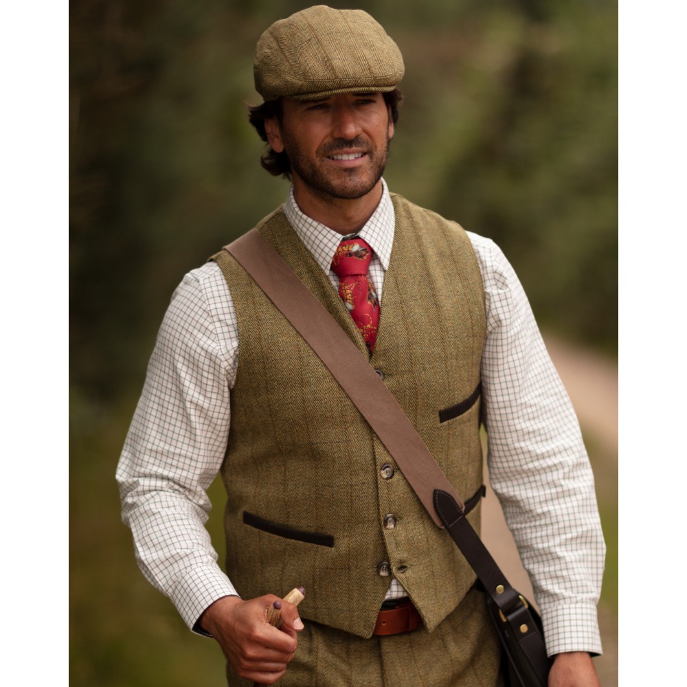 model photo of alcott waistcoat in light sage