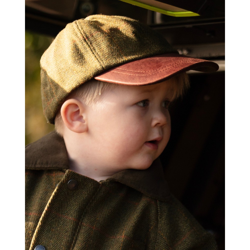 model photo of kids benford baseball cap in dark sage