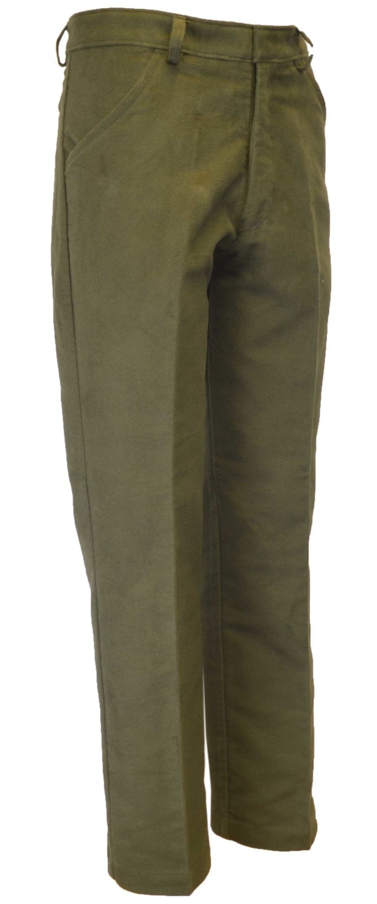 Mens Classic Moleskin 100% Cotton Trousers - Olive