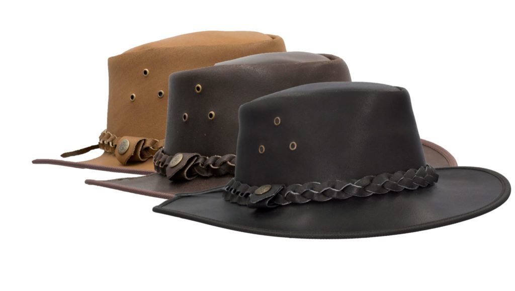 leather cowhide outback braided traveller hat