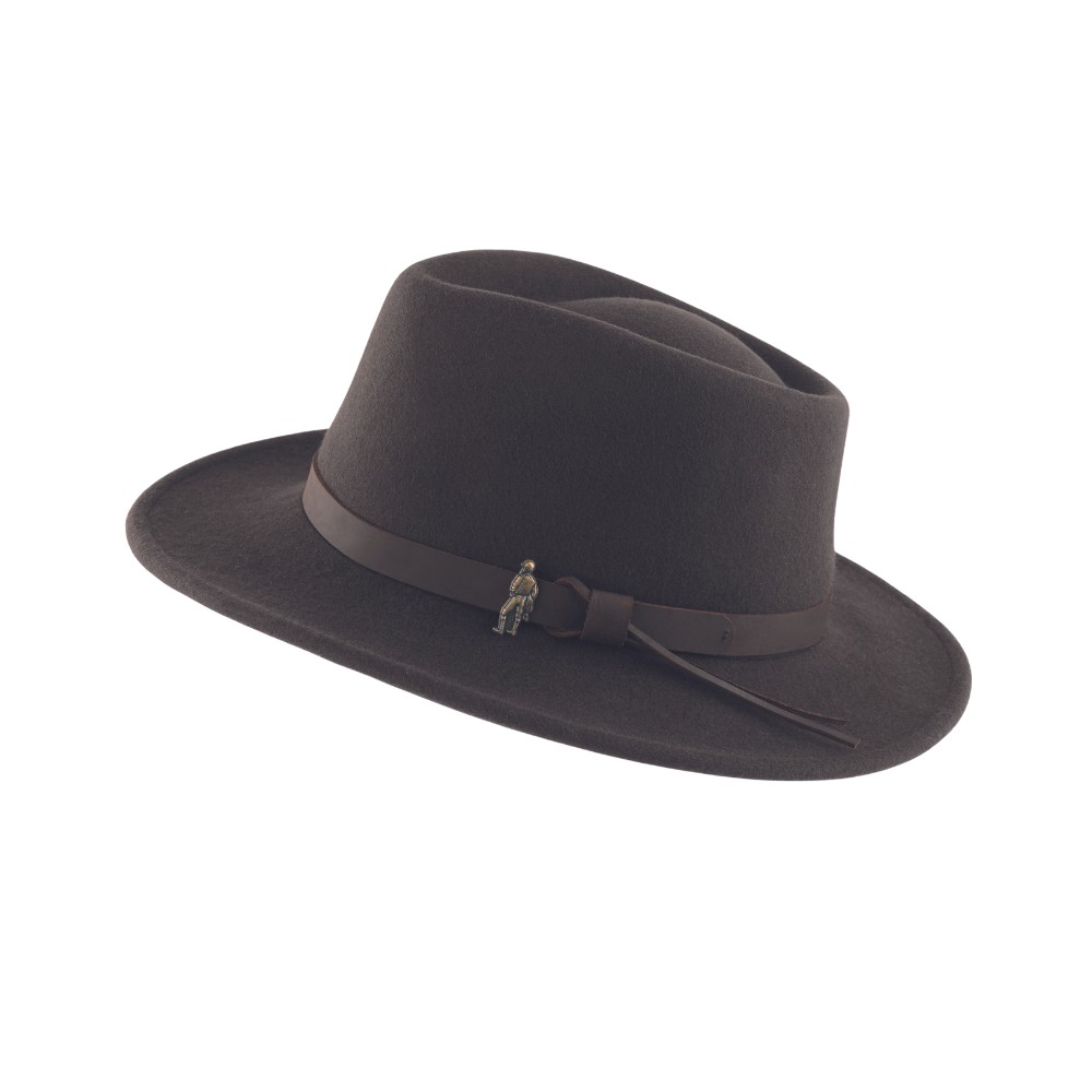 Cut out image of the Walker & Hawkes Boston Wool Felt Hat in brown.