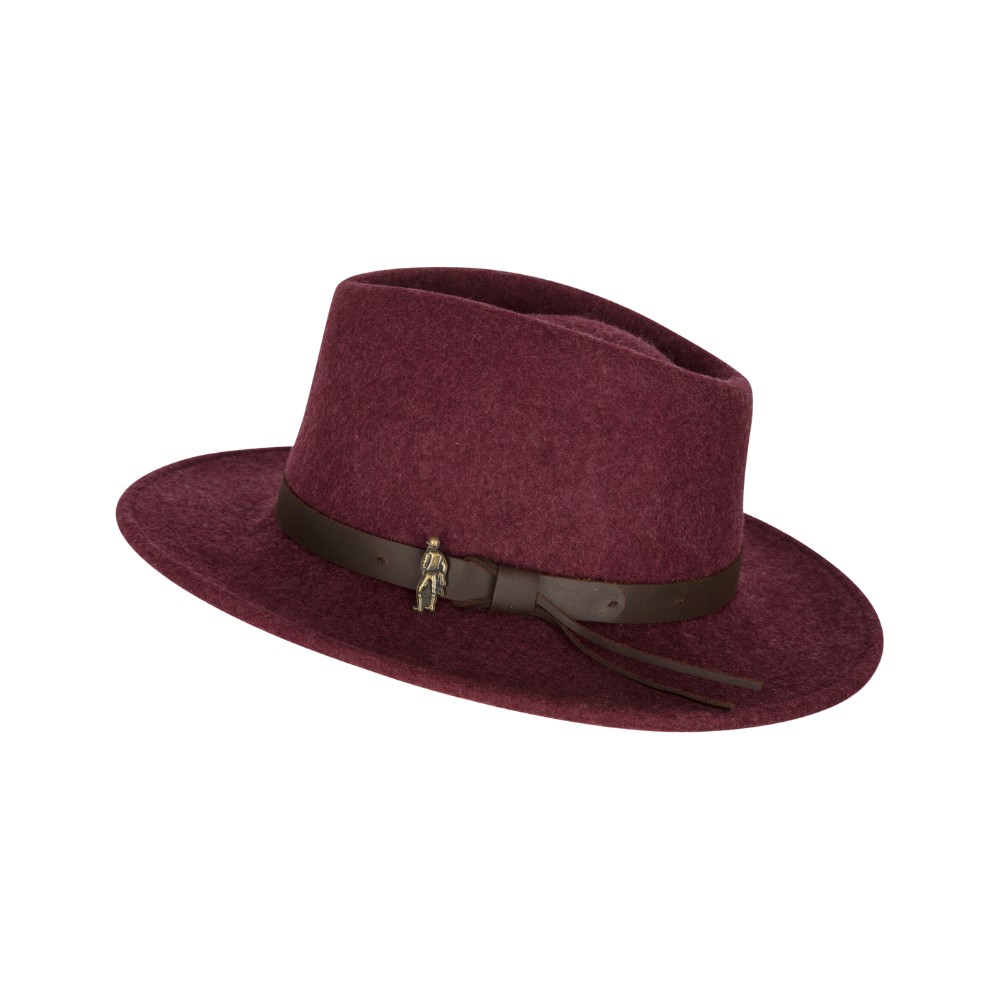 Cut out image of the Walker & Hawkes Boston Wool Felt Hat in burgundy.