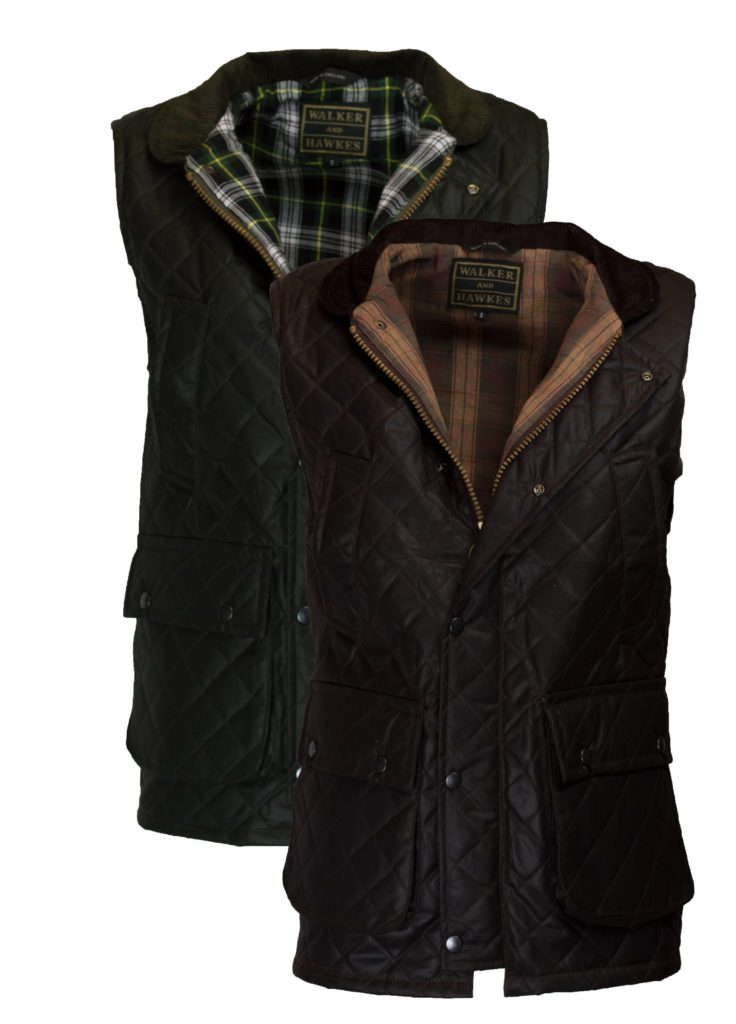 Mens Hampton Fleece Gilet with Leather Trim WALKER AND HAWKES 