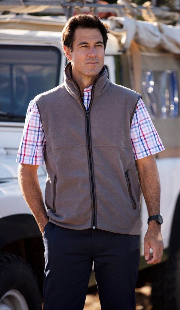 Mens Hampton Fleece Gilet with Leather 