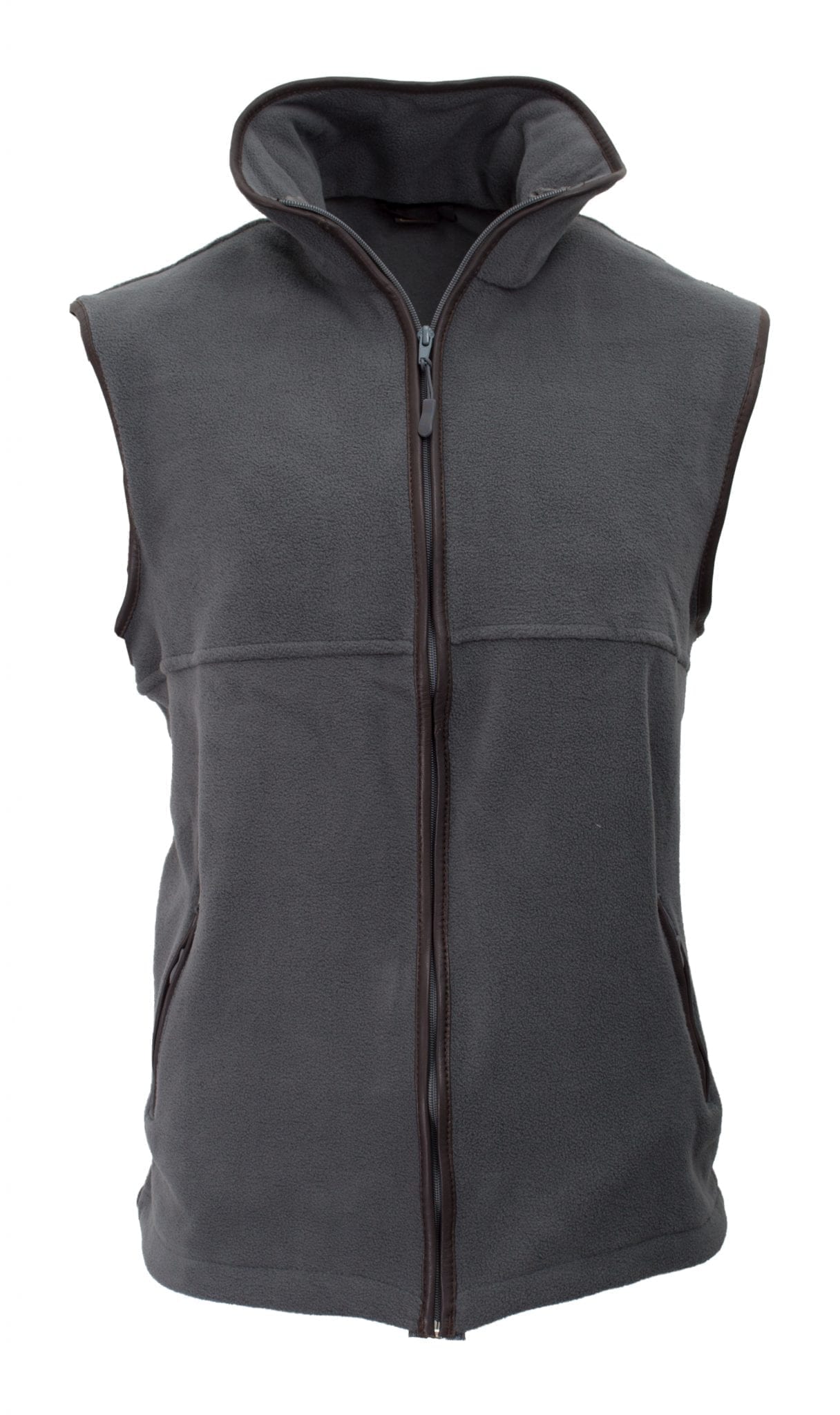 Walker and Hawkes Mens Hampton Fleece Gilet with Leather Trim