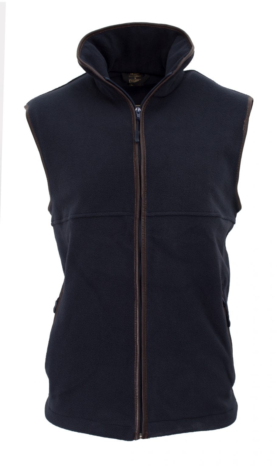 Walker and Hawkes Mens Hampton Fleece Gilet with Leather Trim