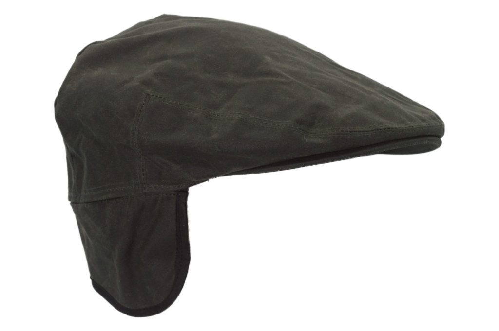 wax trapper flat cap with ear flaps