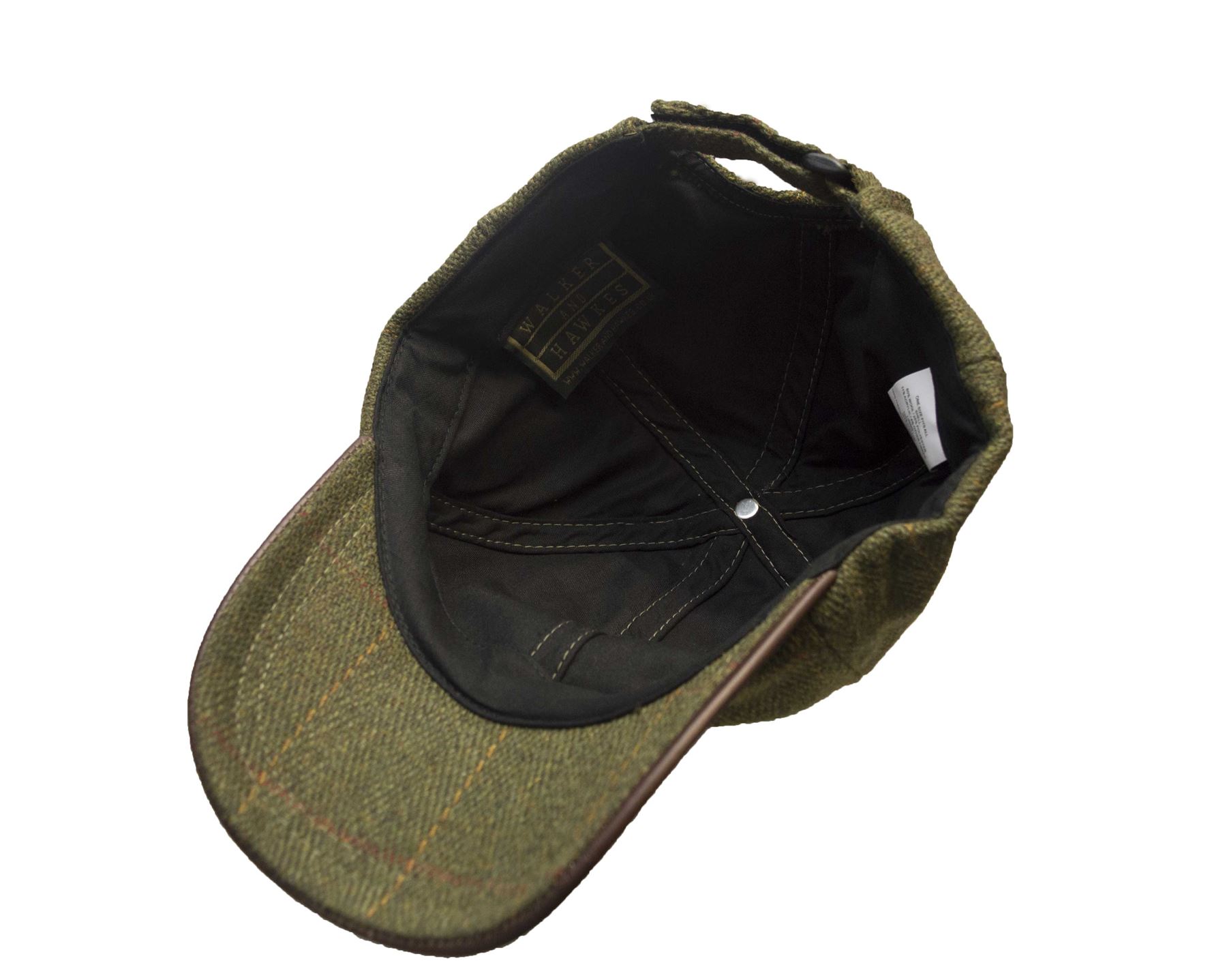 derby tweed waterproof baseball cap leather peak dark sage