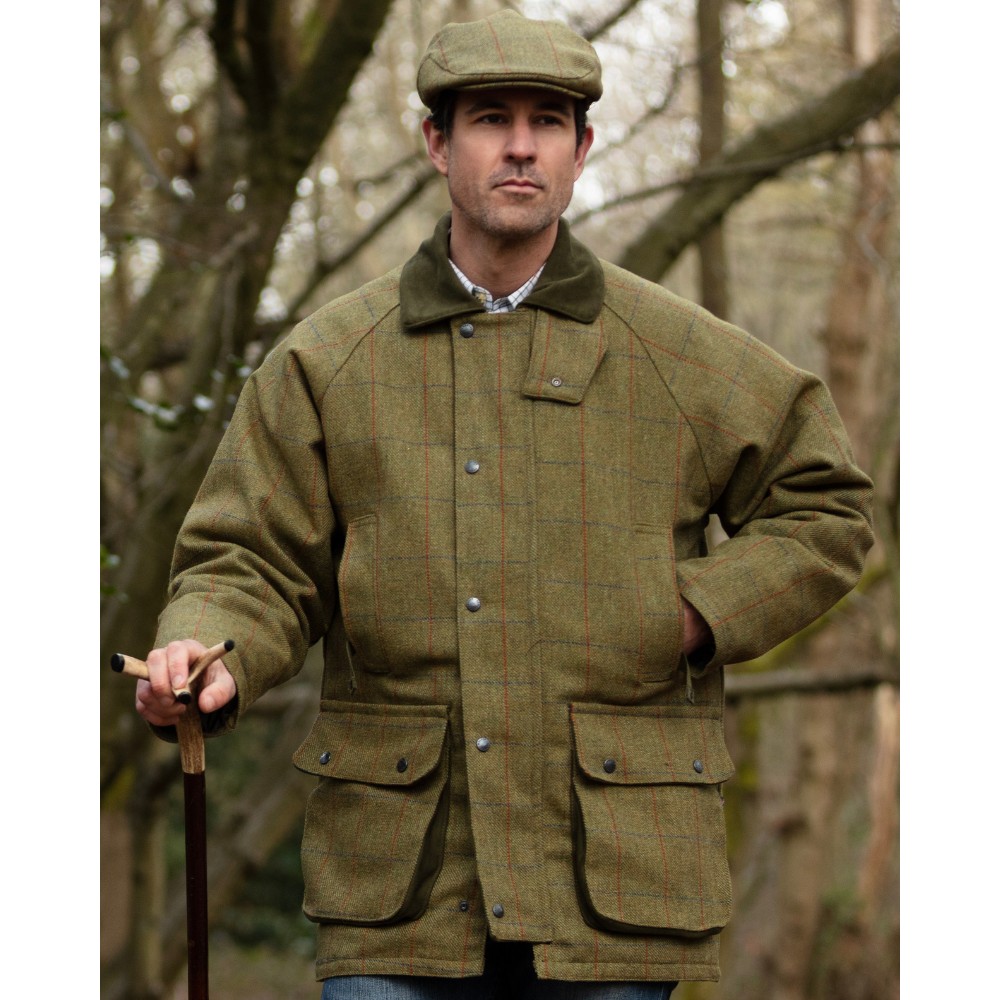 derby tweed barlaston shooting jacket forest green model