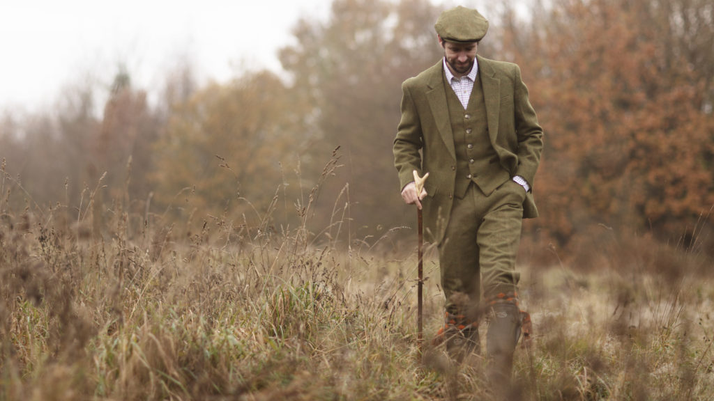 mens derby tweed windsor blazer dark sage model picture