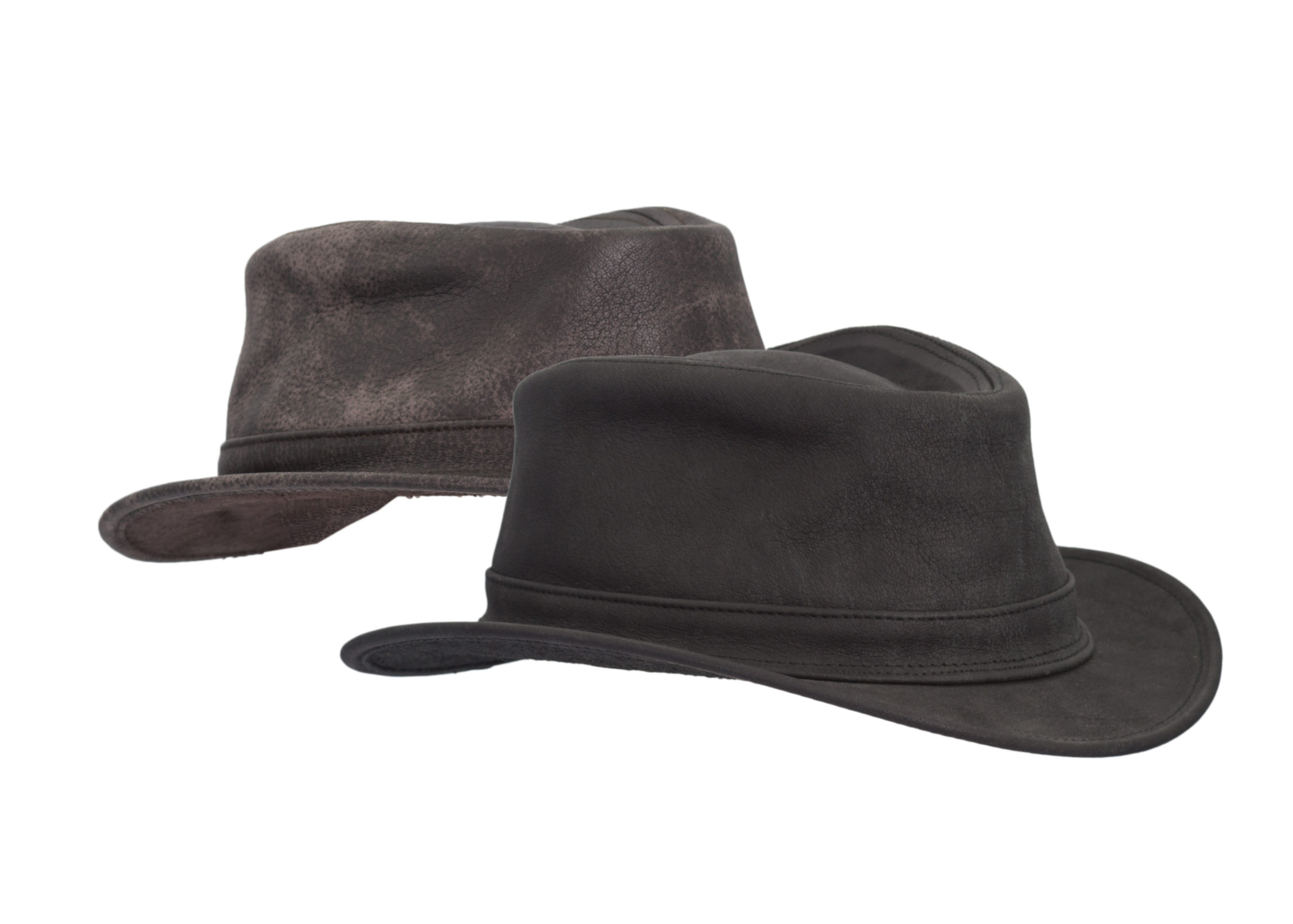 Leather Cowhide Fedora Short Brim Hat 