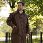 wax-stockman-cape-coat-beige model