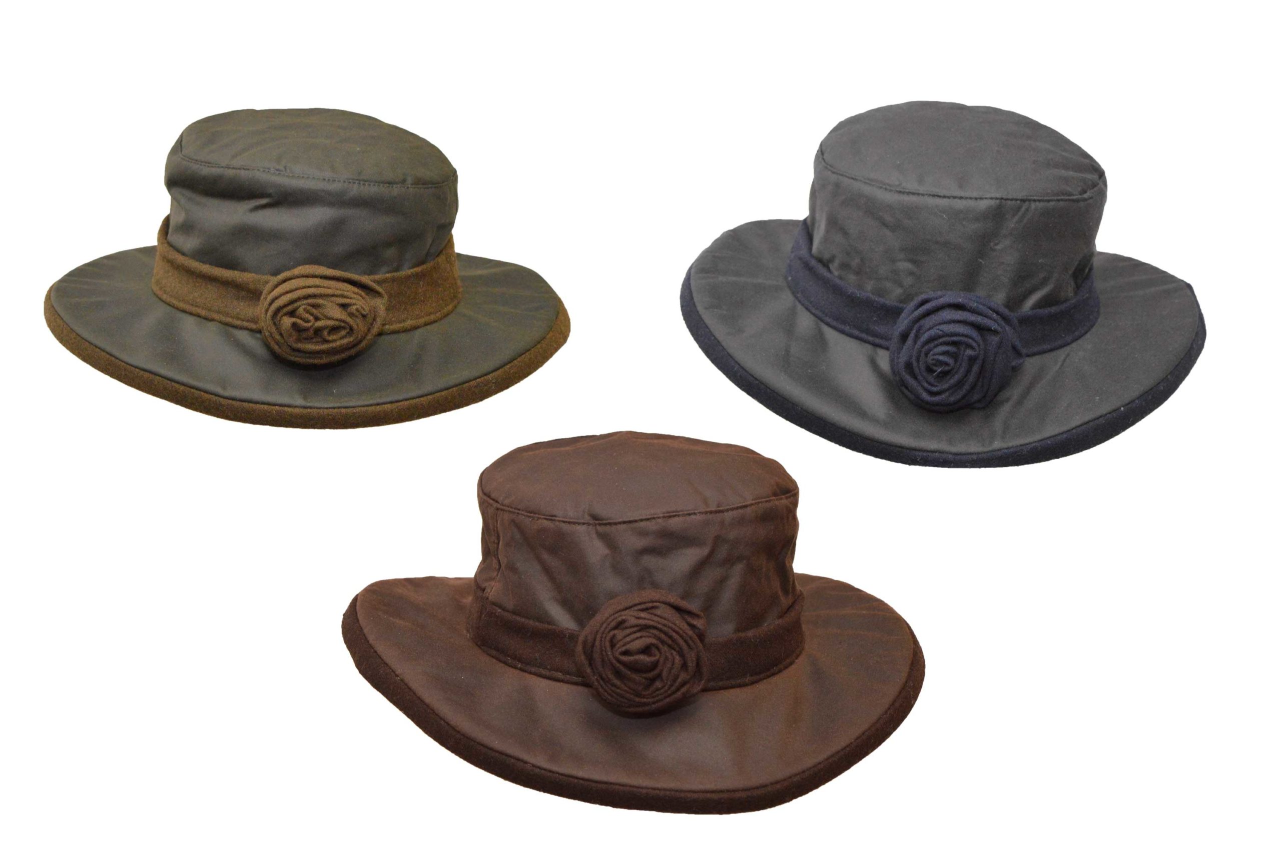 Ladies Wax Windsor Rose Hat Wide Brim 