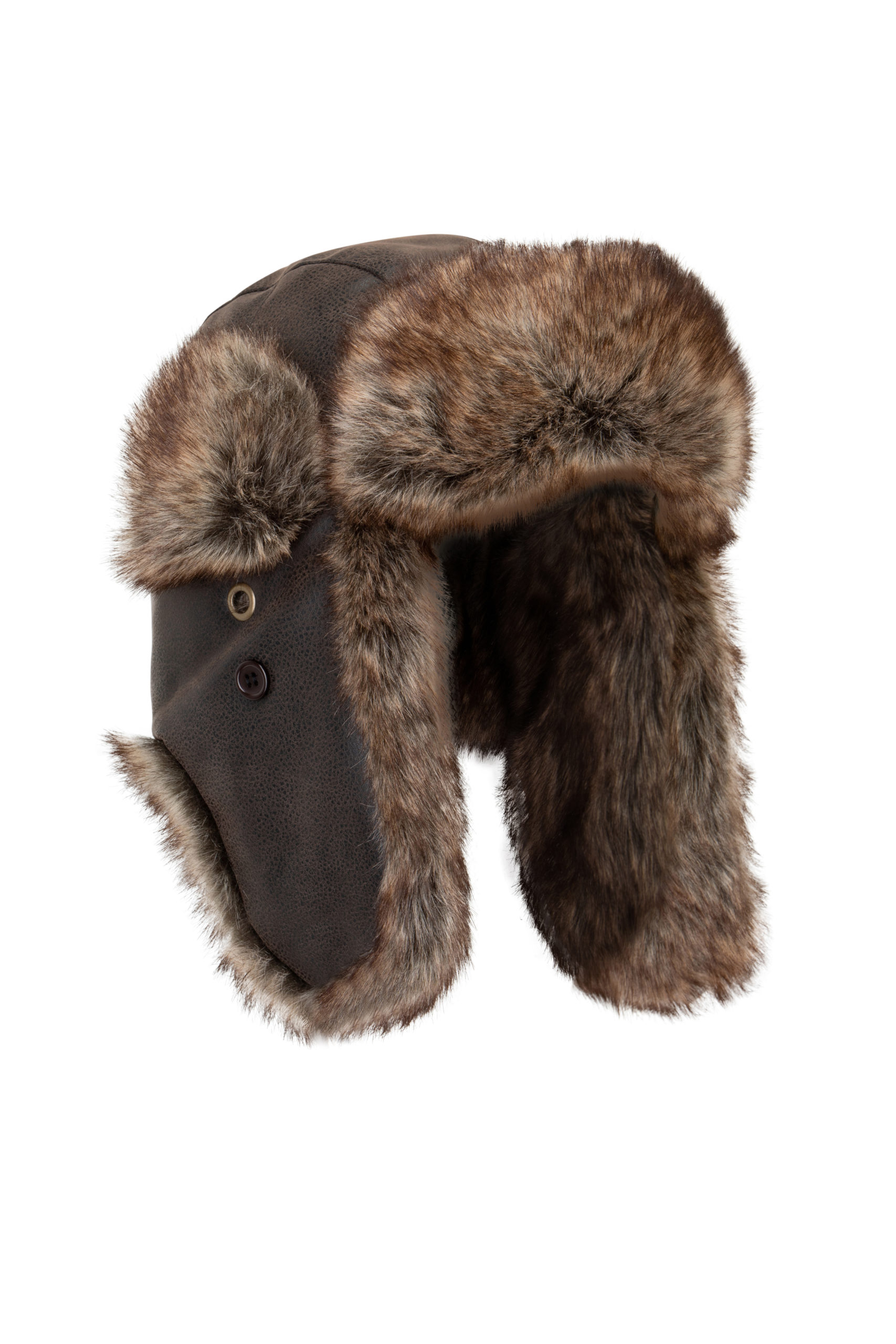 BROWN COUNTRY TWEED FAUX FUR AVIATOR TRAPPER FYLING SHOOTING HUNTING FISHING HAT 