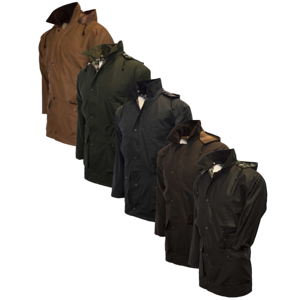 Complete range of the Walker & Hawkes Benson wax jackets.
