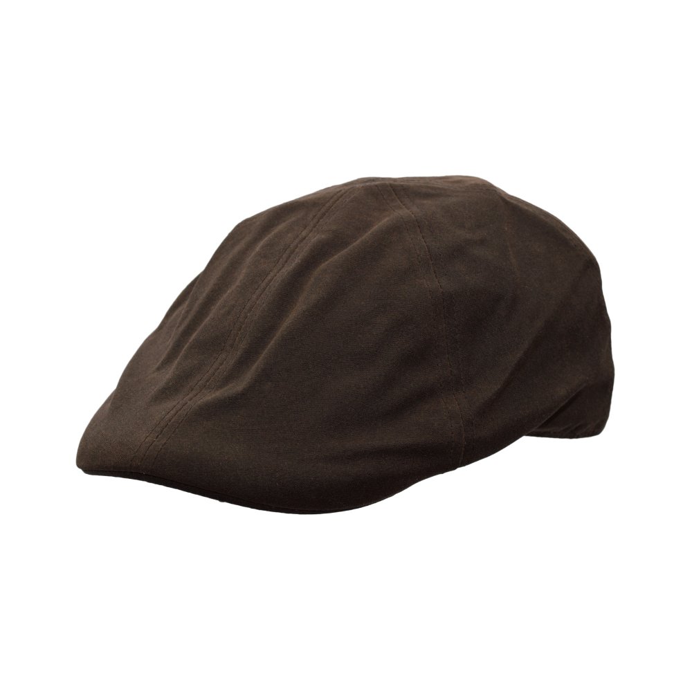 Cut-out photo showing two-thirds view of the Walker & Hawkes Bernard cap in brown.