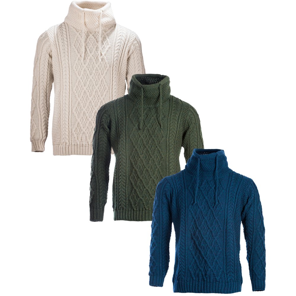 Complete range of the Walker & Hawkes Blackburne Merino wool jumper, available in pearl, dark forest and navy.