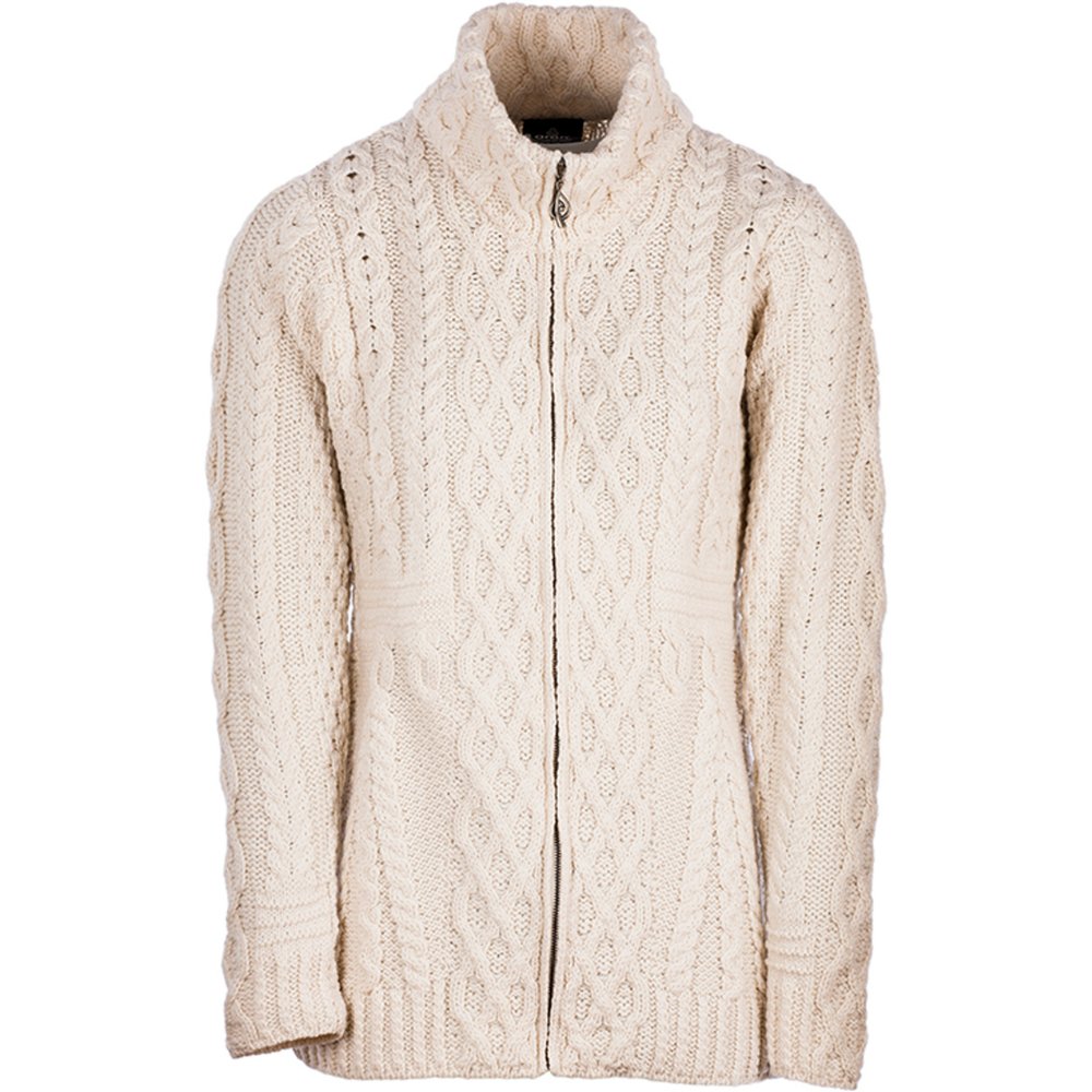 Cut-out photo showing the front of the Walker & Hawkes Donna jumper in pearl.