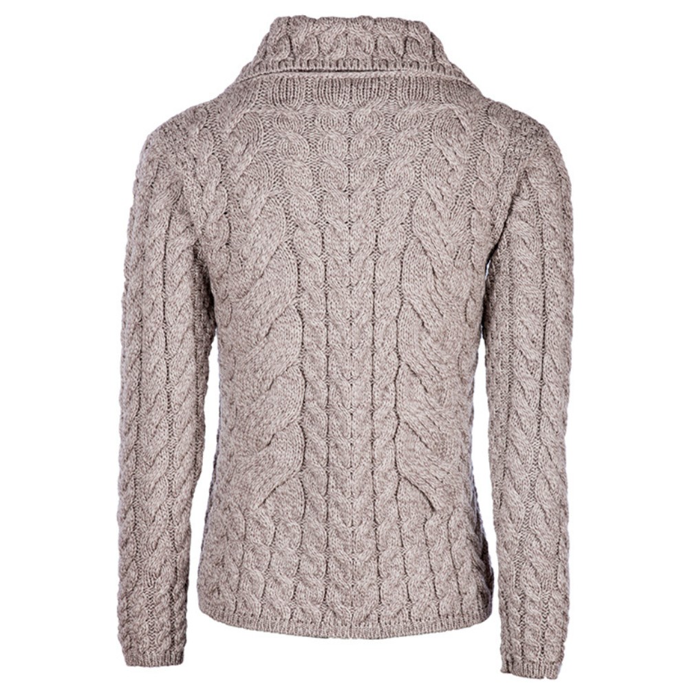 Cut-out photo showing the rear of the Walker & Hawkes Harrison cardigan in marble grey.