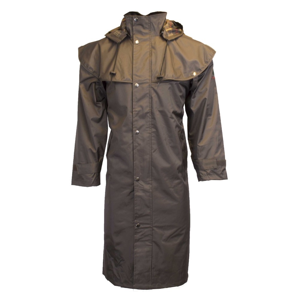 Cut-out photo showing the front of the Walker & Hawkes Midland cape coat in brown.