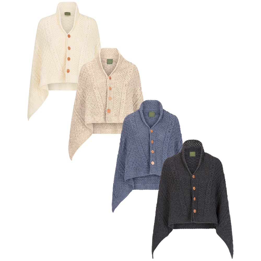Ladies Merino Wool Remington Poncho w/ Button Detail