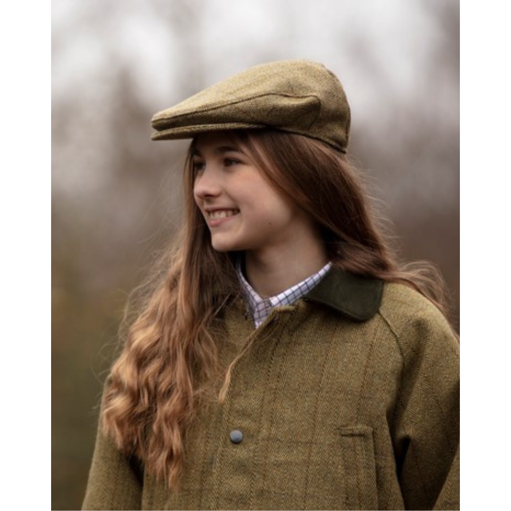 childrens derby tweed ashton flat cap light sage model