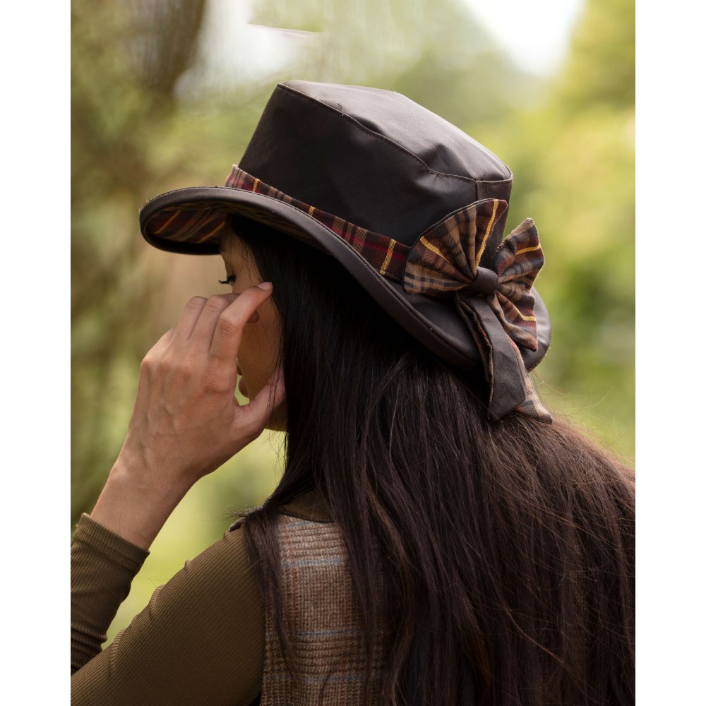 ladies wax thelma bow knot hat brown model