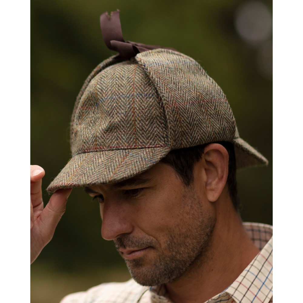 harris tweed watson deerstalker hat moss green model