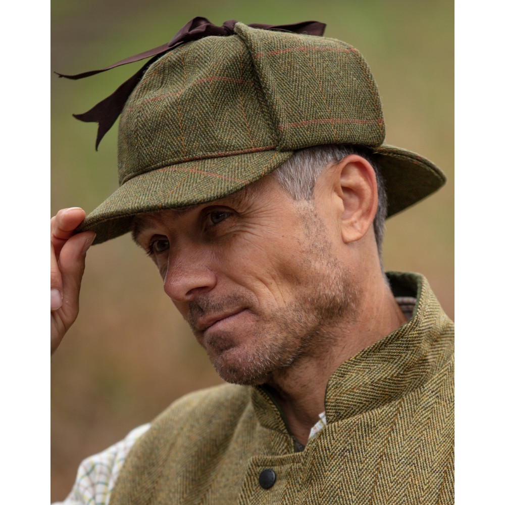 derby tweed woodstock deerstalker hat dark sage model