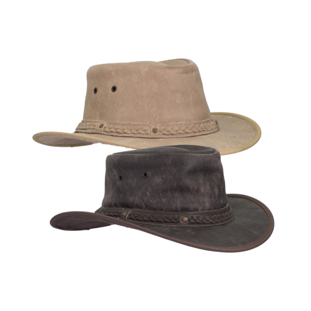 Leather Cowhide Canyon Outback Braided Hat