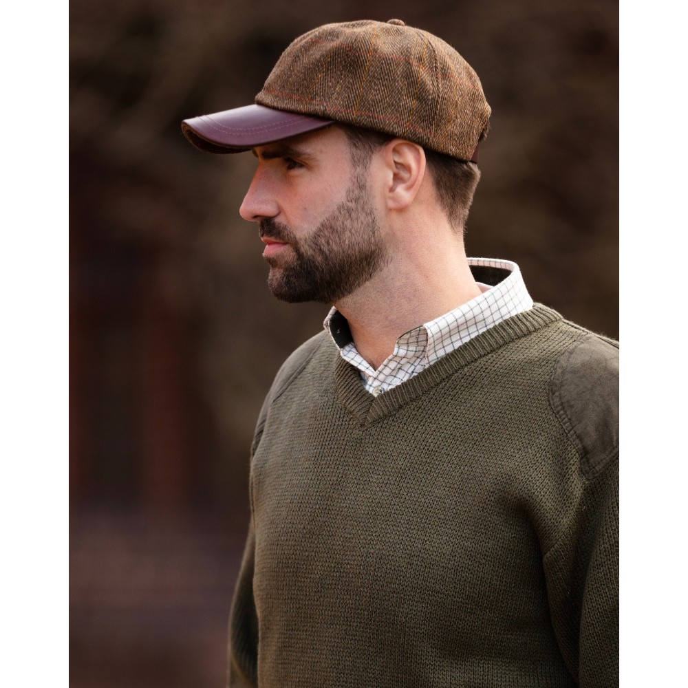 hoaden-baseball-cap-brown-tweed-model