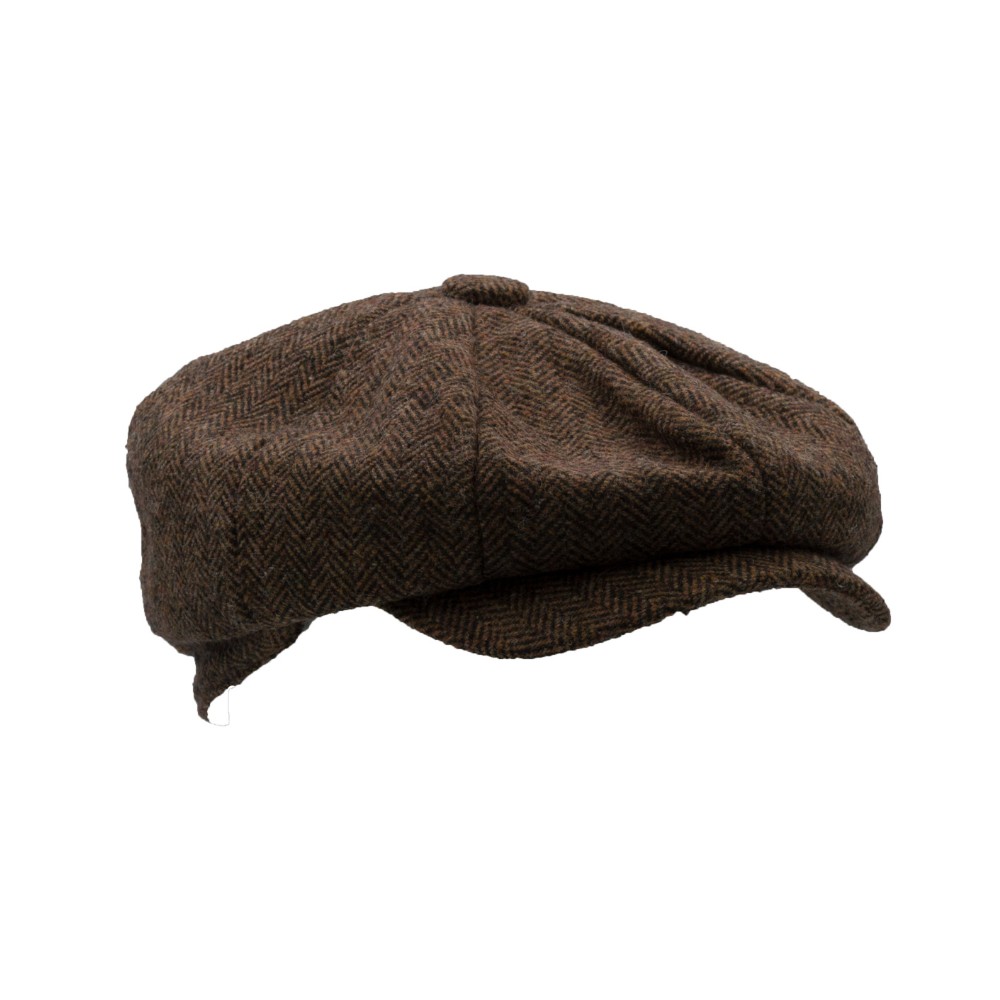 wool tommy baker boy cap brown herringbone