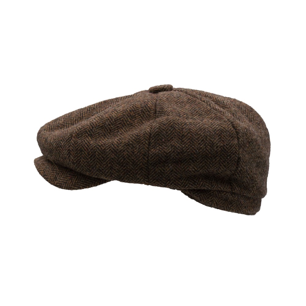 wool tommy baker boy cap brown herringbone
