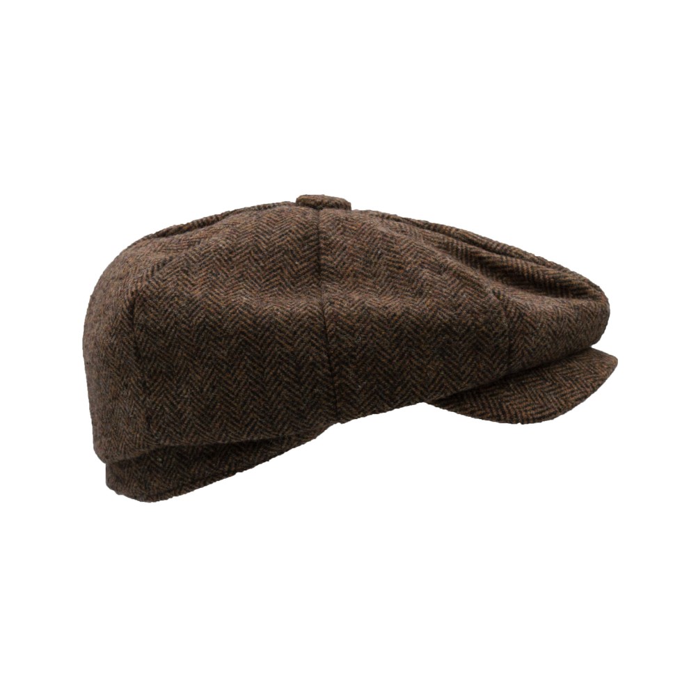 wool tommy baker boy cap brown herringbone