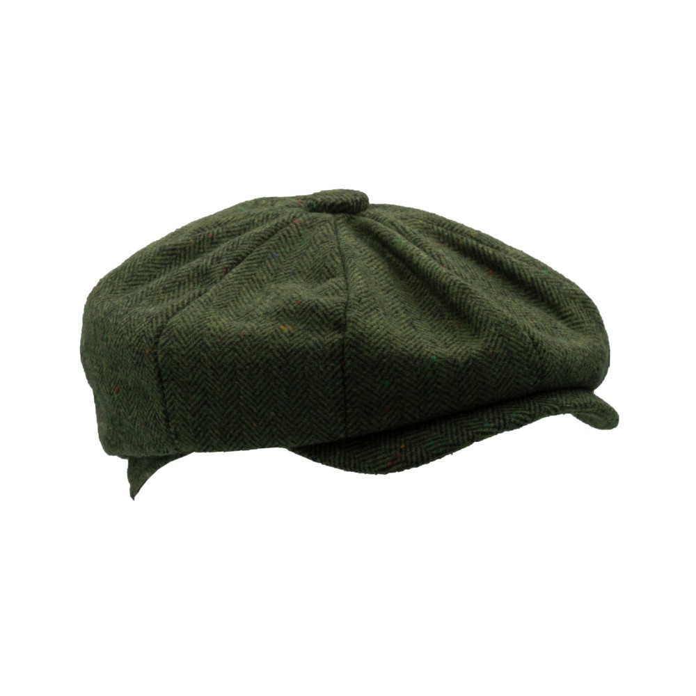 wool tommy baker boy cap green herringbone