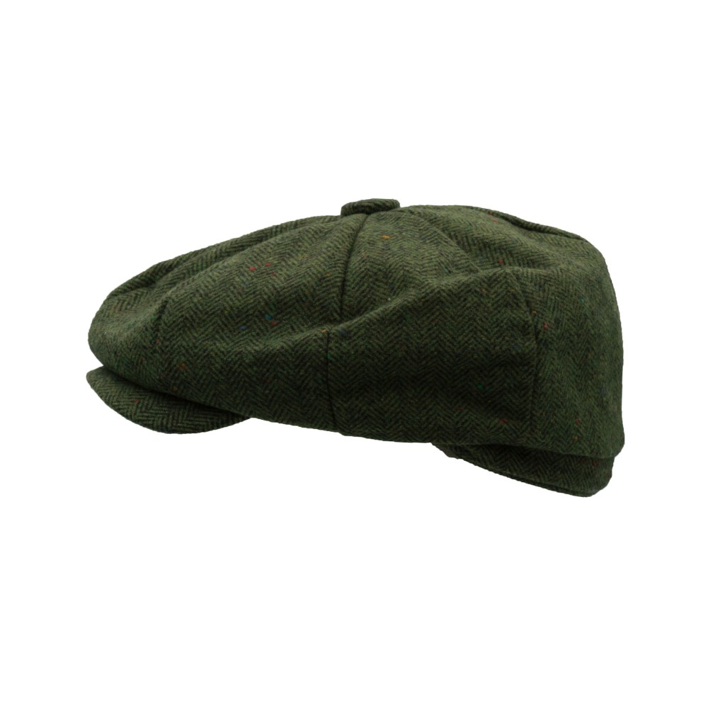wool tommy baker boy cap green herringbone