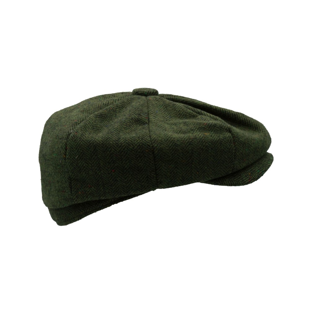 wool tommy baker boy cap green herringbone