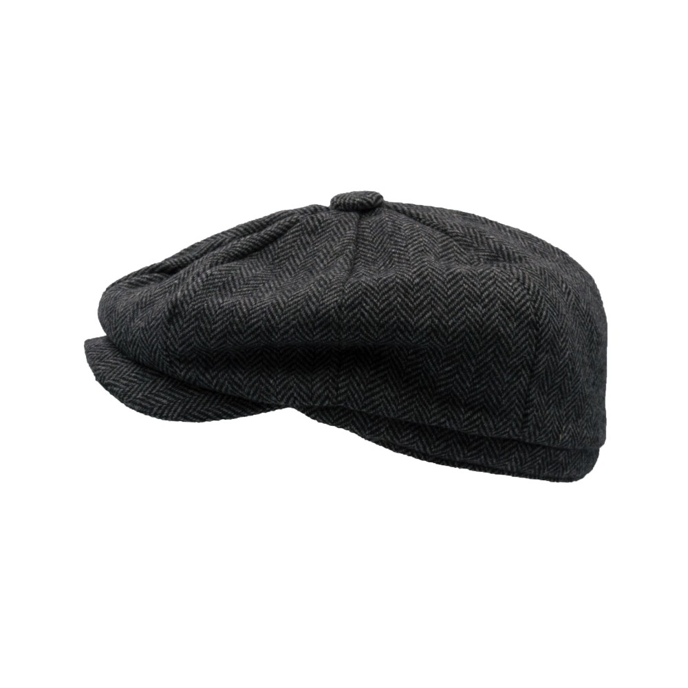 wool tommy baker boy cap grey herringbone