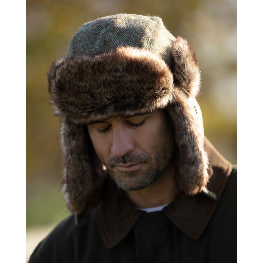 green trapper hat