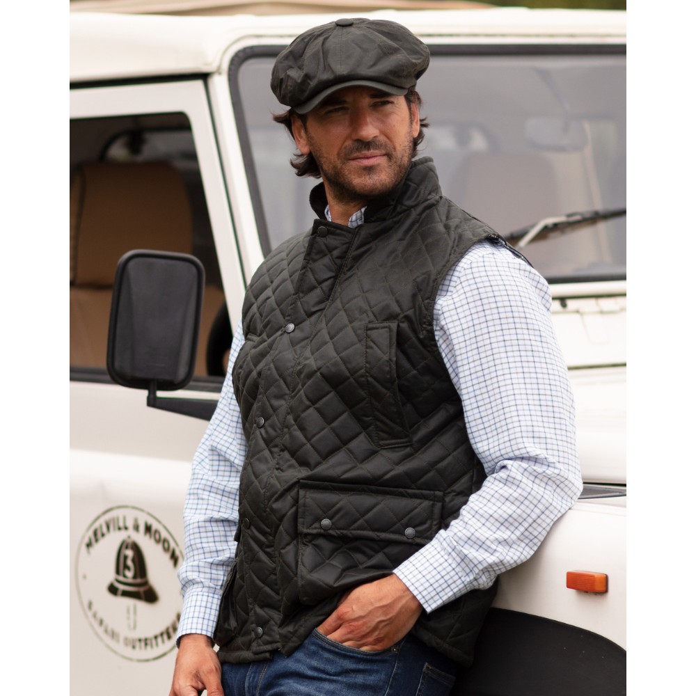 men's wax diamond quilted lincoln gilet