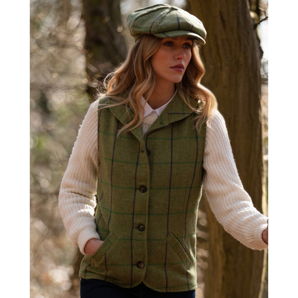 Walker & Hawkes Ladies Derby Tweed Bodywarmer Waistcoat Gilet Jacket DARK  SAGE