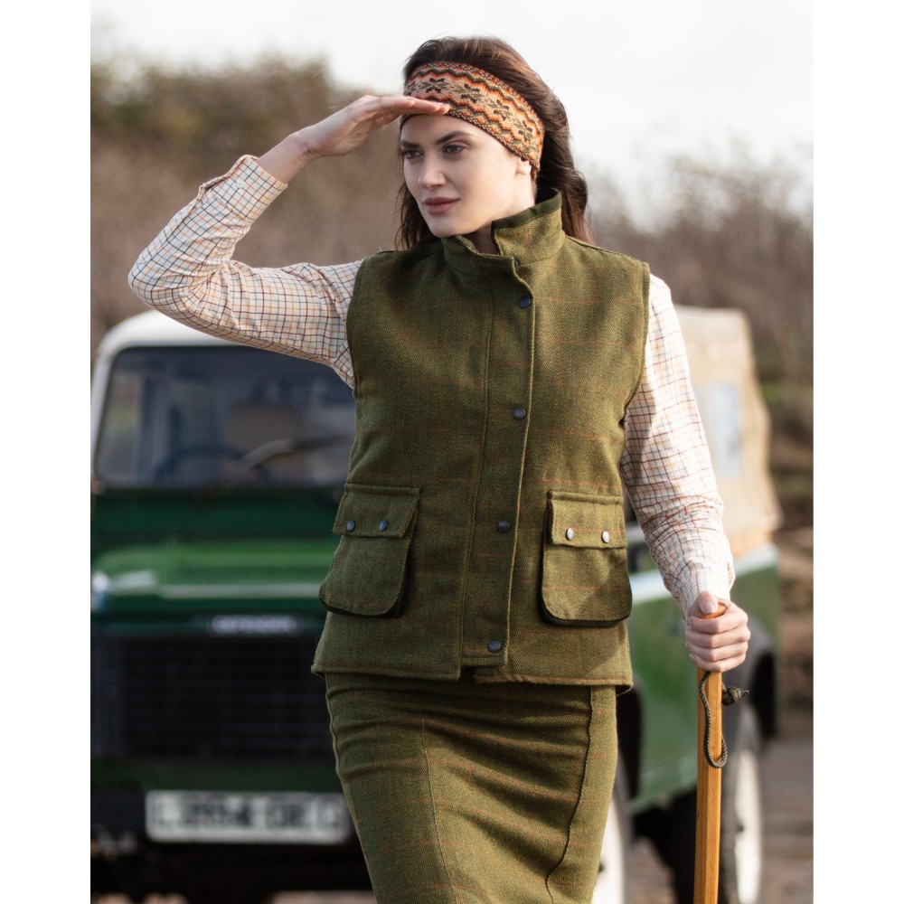 Ladies Derby Tweed Bayston Gilet Walker Hawkes, 47% OFF