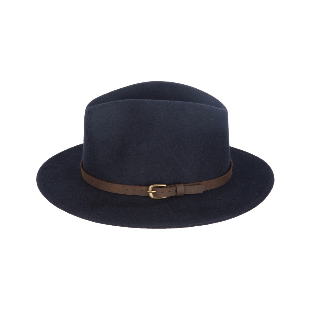 Cut out side view photo of the Walker & Hawkes Wool Felt Dalby Outback Hat in navy.