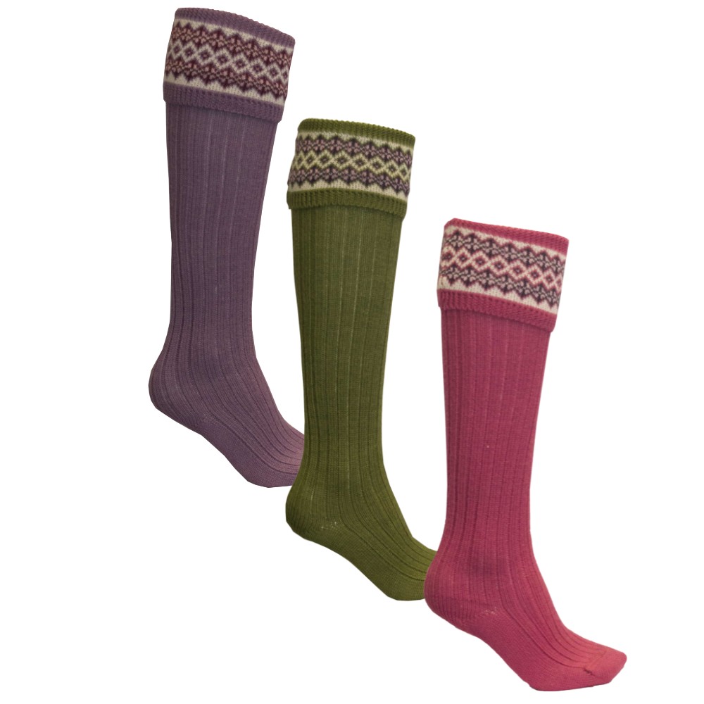 Ladies Merino Wool Fairisle Shooting Socks